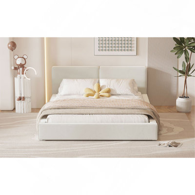 Lit plateforme tapissier grand format en velours