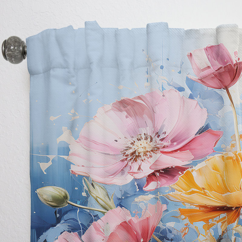 Lavendale - Rideaux obscurcissant 1 panneau avec bouquets assortis, L 52 po x L 108 po