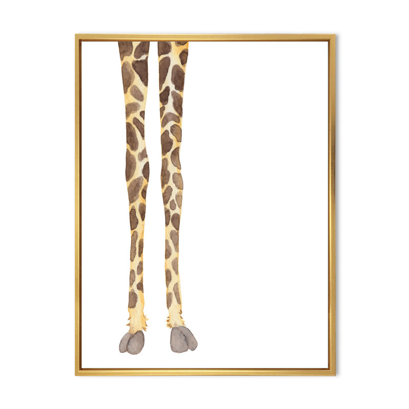 «Giraffe Legs on White», reproduction sur toile, Cadre flottant doré, H 32 po x l 16 po x P 1 po