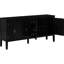Buffet noir à quatre portes avec des motifs géométriques complexes et des poignées rétro, pour le salon, le bureau d'entrée, l'écurie simple à assembler dans des motifs élaborés, la vie en métal, les salles d'étude, la construction-1842537736