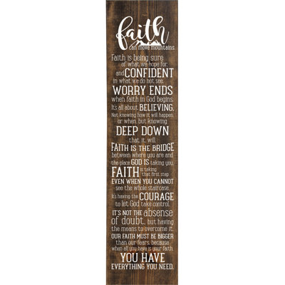 Reproduction d’art textuel sur bois sans cadre Faith Can Move Mountains par sawdust City
