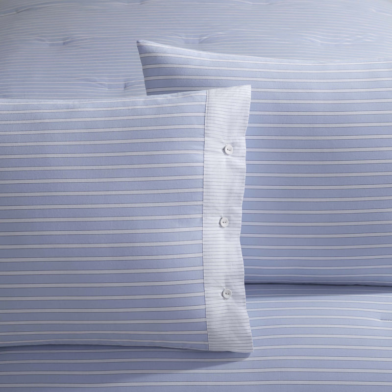 Martex Expression Yuma  Comforter Set, Queen Comforter + 2 Euro Shams, Crosby Blue 