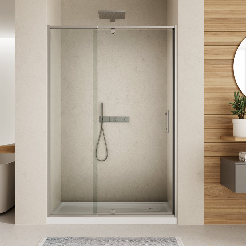 50-54" W X 71" H Pivot Glass Shower Door, Frame Swing Shower Door with 1/4"(6mm) Clear SGCC Tempered Glass, Chrome Finish, Reversible Installation