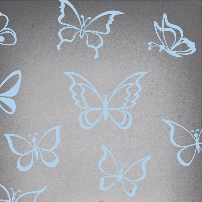 Adhésif décoratif papillon, H 55 po x l 58 po x P 0,01 po, Bleu poudré