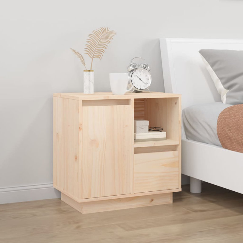 Lakeyla 50cm W Solid Wood Bedside Table, Natural