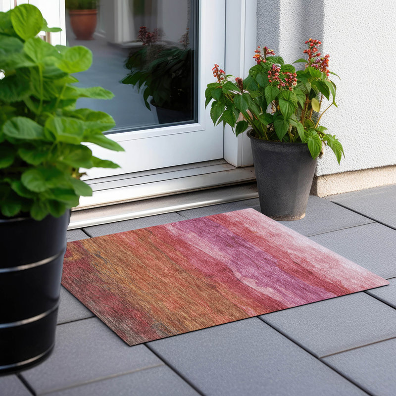 Machine Washable Indoor/Outdoor Cinead ACN1699 Blush Rug, Rectangle 1'8" x 2'6"