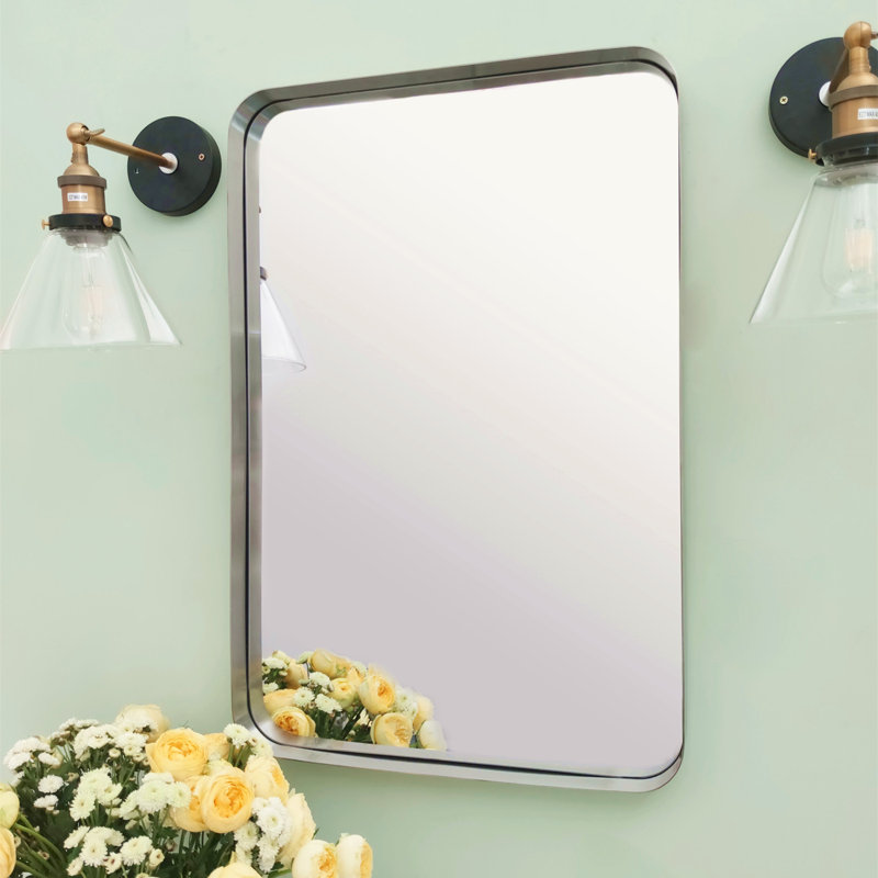 Miroir de salle de bain Arthers, Nickel brossé, H 40 po x l 30 po