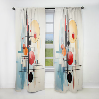 Porras Red Suprematism Reduced IV - Suprematism Curtain - Velvet Room Darkening - 1 Panel
