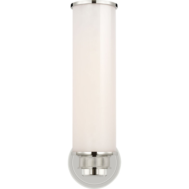 Percy 14" Single Bath Sconce with White Glass, Polished Nickel