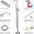 Bathtub Faucet Floor Mount - Matte Black Ceramic, Quality Metal, Handheld Shower, 360 Degree Swivel Spout, Bathroom Fixture Mounted Brushed Finish, Materials, Spray, Rotatable Single Handle