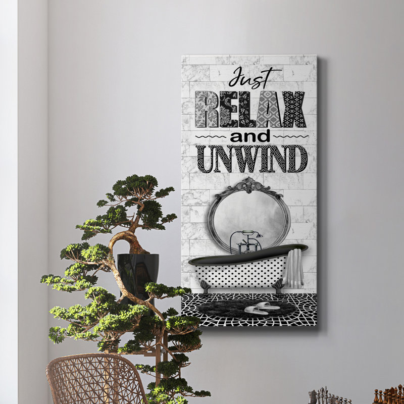 Just Relax - Art textuel sur toile tendue, H 40 po x l 20 po x P 1,5 po