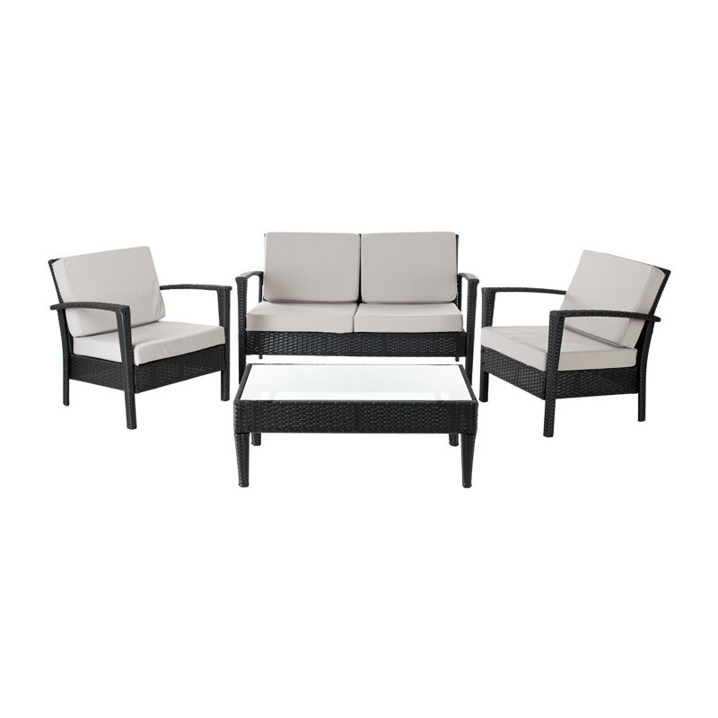 Siratro 4 - Person Patio Conversation Set with Cushions, Gray, Black