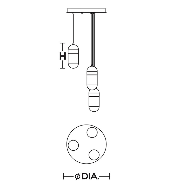 Luminaire suspendu rond 3 lumières Jamarra - 120V - 45W - 5 CCT, Nickel satiné