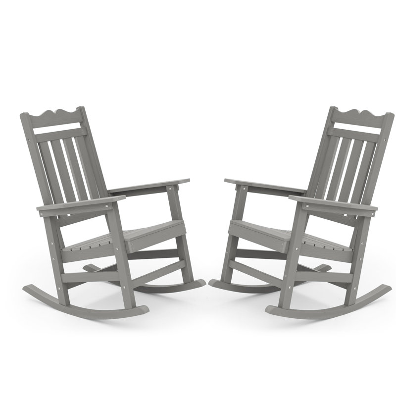 Chaise Adirondack berçante en plastique Anick, Gris clair
