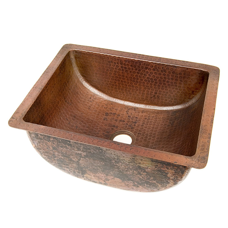 Lavabo de salle de bain rectangulaire encastrable en cuivre 7 po H, Cuivre foncé foncé