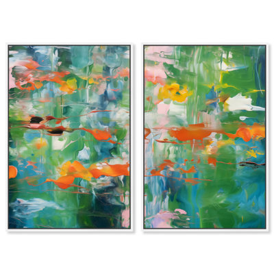 Jungle Serenade Canvas Set of 2 Textured Abstracts by Art Remedy