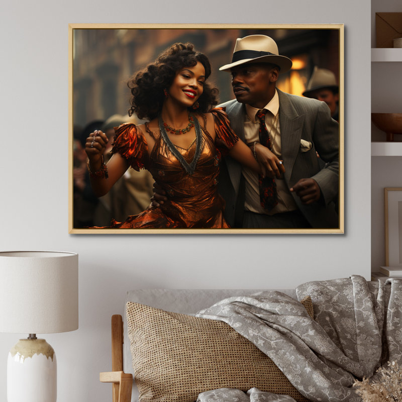 Jazz Harlem Renaissance III sur toile, Cadre naturel flottant, H 24 po x l 32 po x P 1 po