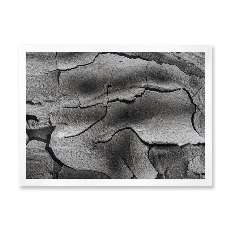 «Dried Cracked Wasteland Mon monochrome Surface», reproduction sur toile flottante, H 12 po x l 20 po x P 1 po