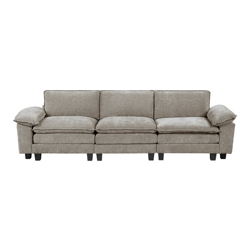Canapé de style moderne rembourré en tissu chenille moelleux et contemporain