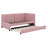 Twin Size Upholstered Daybed With Trundle, Linen Fabric Sofa Bed Frame, No Box Spring Needed-642052176