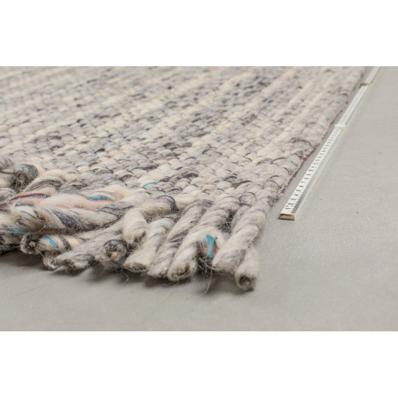 Frills Wool Striped Area Rug in Blue/Gray