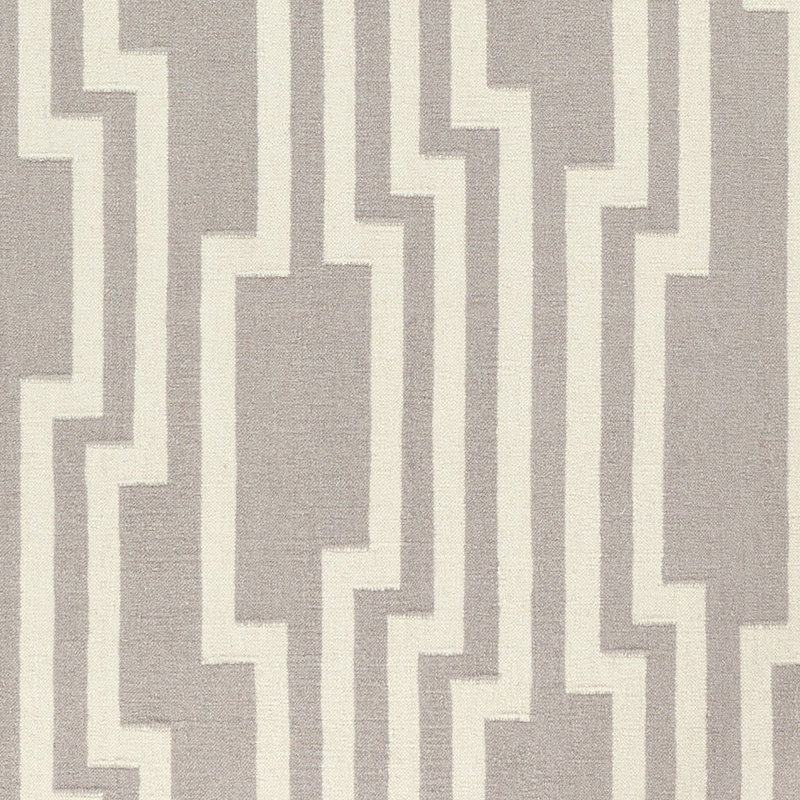 Tapis gris / ivoire en laine tissé à la main à motif géométrique, Rectangle 2 pi x 3 pi