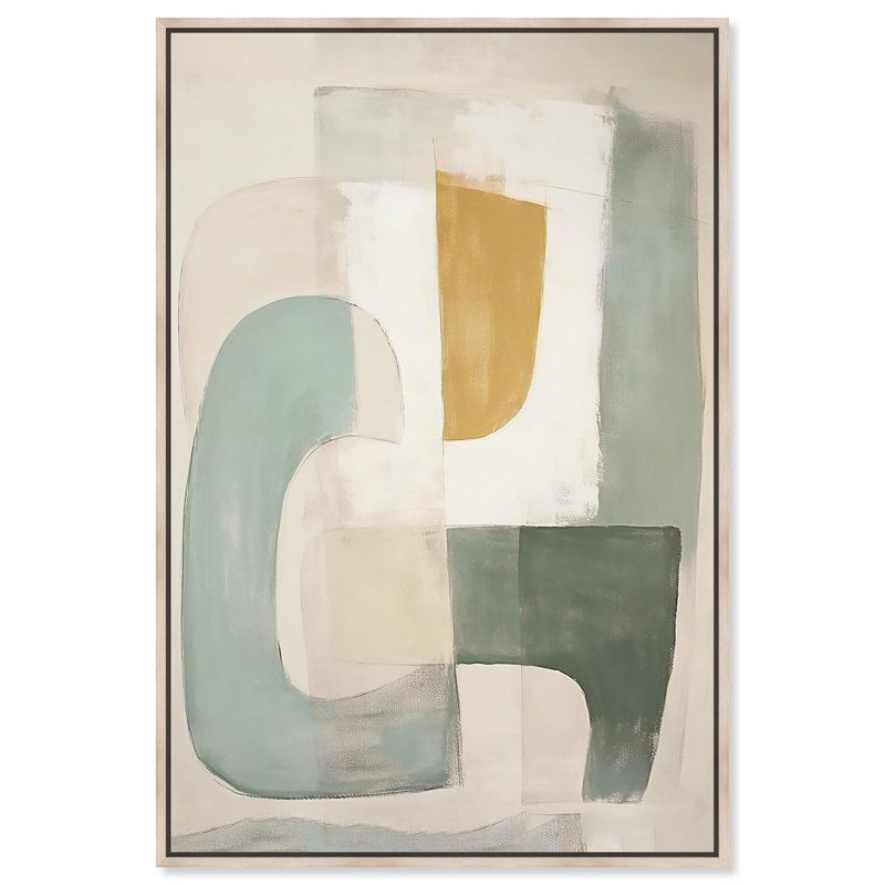 Oliver Gal Sunny Side Egg in my Pan Abstract - Heavy Gel Top Coat Framed Canvas Art, Cream, 46" H x 31" W