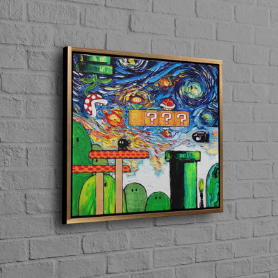 Super Mario World Inspired Van Gogh Style Cotton Canvas Wall Art for Modern Gaming Room Decor