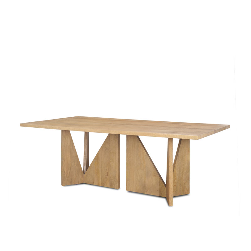 Gillespie 84" Geometric Cutout Base Dining Table, Brown