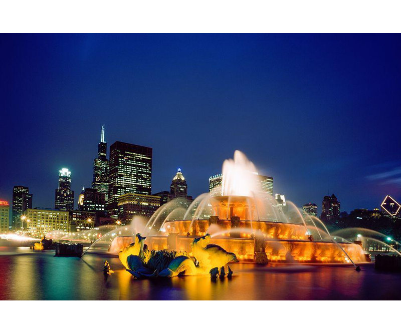 "Highsmith, Carol", art sur toile tendue: Vue de la fontaine de Buckingham à Chicago, Illinois, H 33 po x l 48 po