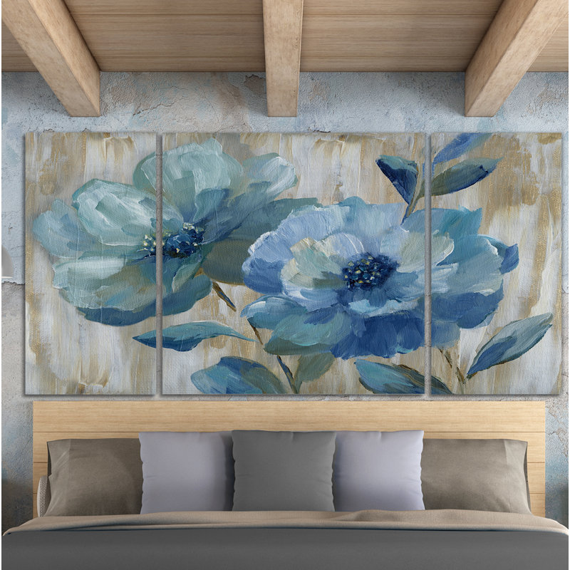 Blue duo-reproduction d’art sur toile, H 32 po x l 64 po x P 1,5 po