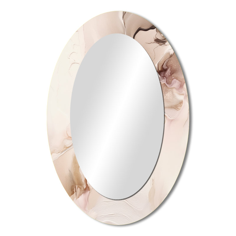 Marbre brun délicat délicat I - décor de miroir mural ovale brun, 36 po x 24 po