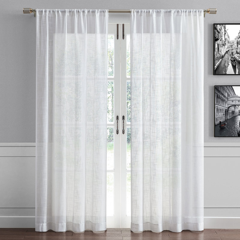 Panneau de rideau transparent avec passe-tringle Devaun, Blanc, L 52 po x L 84 po