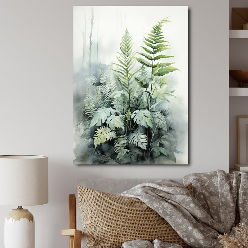 Zacaria Minimal Ferns Emerald Reverie I sur toile, H 20 po x l 12 po x P 1 po, Toile tendue