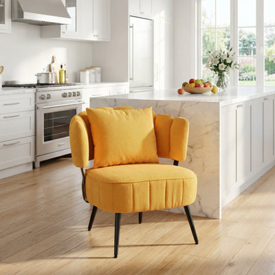 Fauteuil d'appoint moderne et compact en tonneau avec support à ressorts ensachés et revêtement en chenille douce pour un salon, une chambre ou un coin lecture confortable