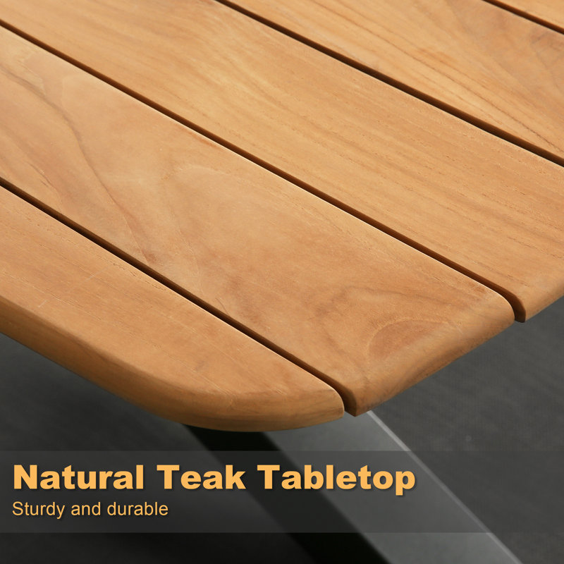 Haplife 6 - Person Teak Rectangular Outdoor Dining Set With 6 Chairs