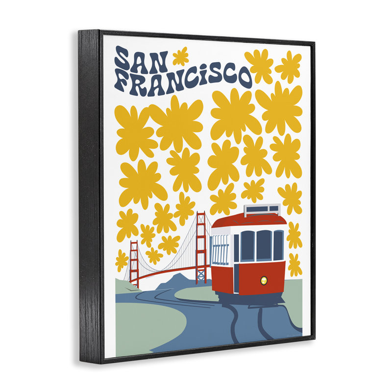 San Francisco, dessiné par Omar Escalante, H 20 po x l 16 po, Giclée encadrée noir minuit