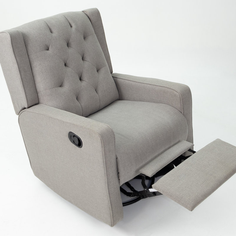 Manual Motion Swivel Glider Recliner With Plush Back And Seat, Perfect For Relaxation And Comfort, Dark Gray