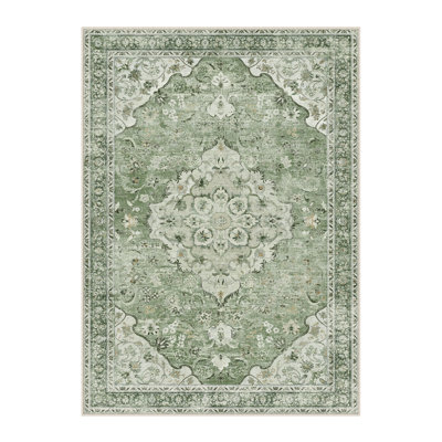 Eleanor Vintage Oriental Washable Area Rug With Non-Slip Backing