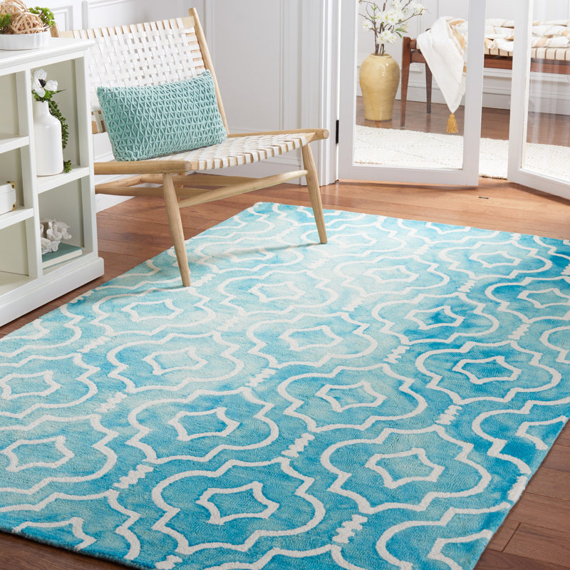 Dip Dye Hand Tufted Wool Geometric Rug, Rectangle 5' x 8'