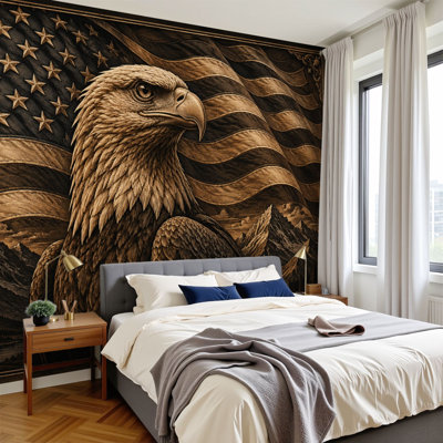 Papier peint adhésif auto-adhésif moderne pour la chambre à coucher avec aigle à tête blanche 250 ans Liberty L 69 po x l 96 po