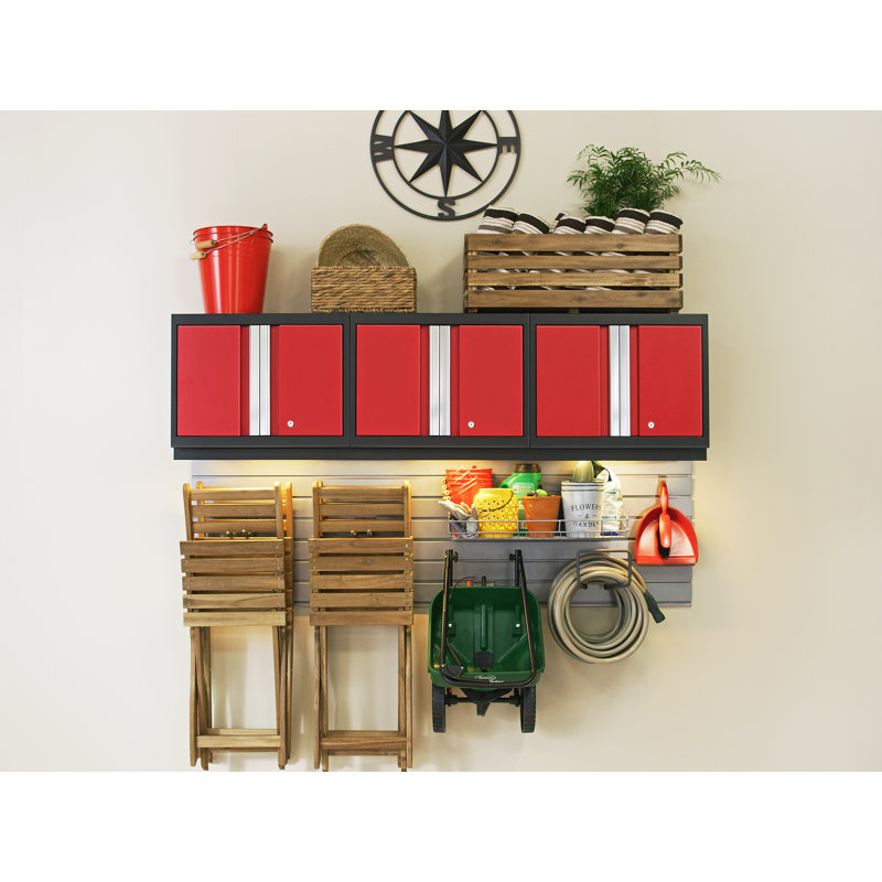 Bold Series 76.75'' H x 156'' W x 18'' D 12 Piece Garage Storage Cabinet Set, Red, No Lights, Stainless Steel