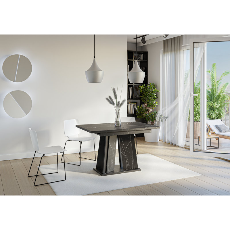 Doha Table Extendable Dining Table, Royal Marble Black