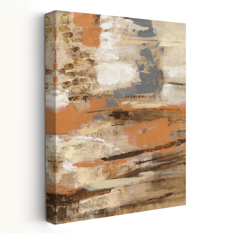 Cuivre et bois III - Abstrait beige brun crème, H 60 po x l 40 po