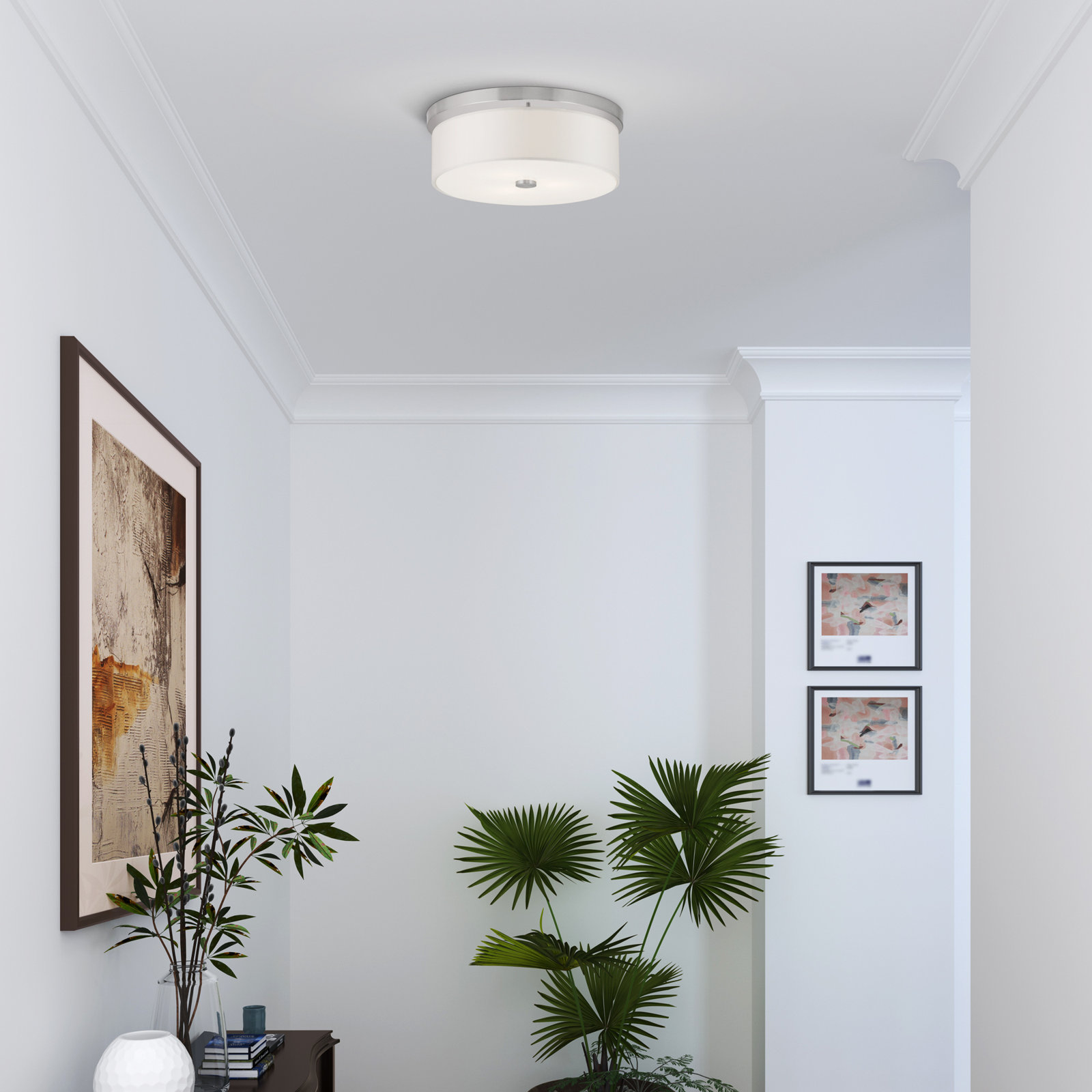 Flaire 3 Light Fabric Flush Mount, Brushed Nickel