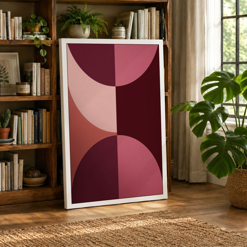 Overlapping Circles Minimalist - Wrapped Canvas, 36x24 - 91.4 x 61.0 cm, Cream Border