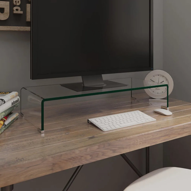 Wakeland TV Stand/Monitor Riser Glass, 60cm, Green