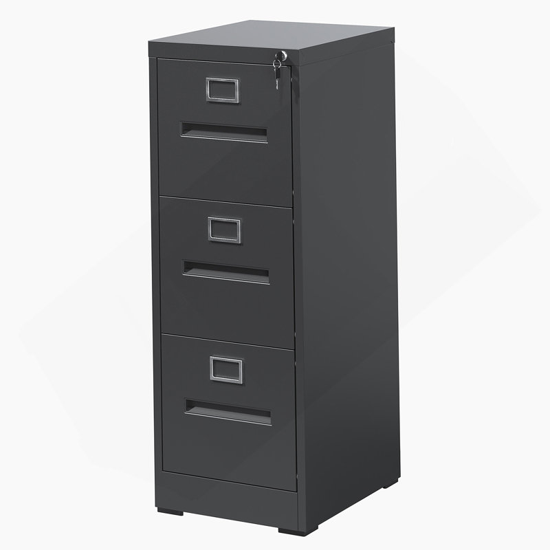 Classeur vertical à 3 tiroirs en métal avec serrure pour le bureau et la maison, idéal pour ranger des documents de format A4 / légal / lettre, assemblage requis