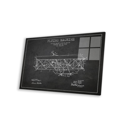 Avion gris anthracite brevet imprimé sur verre acrylique