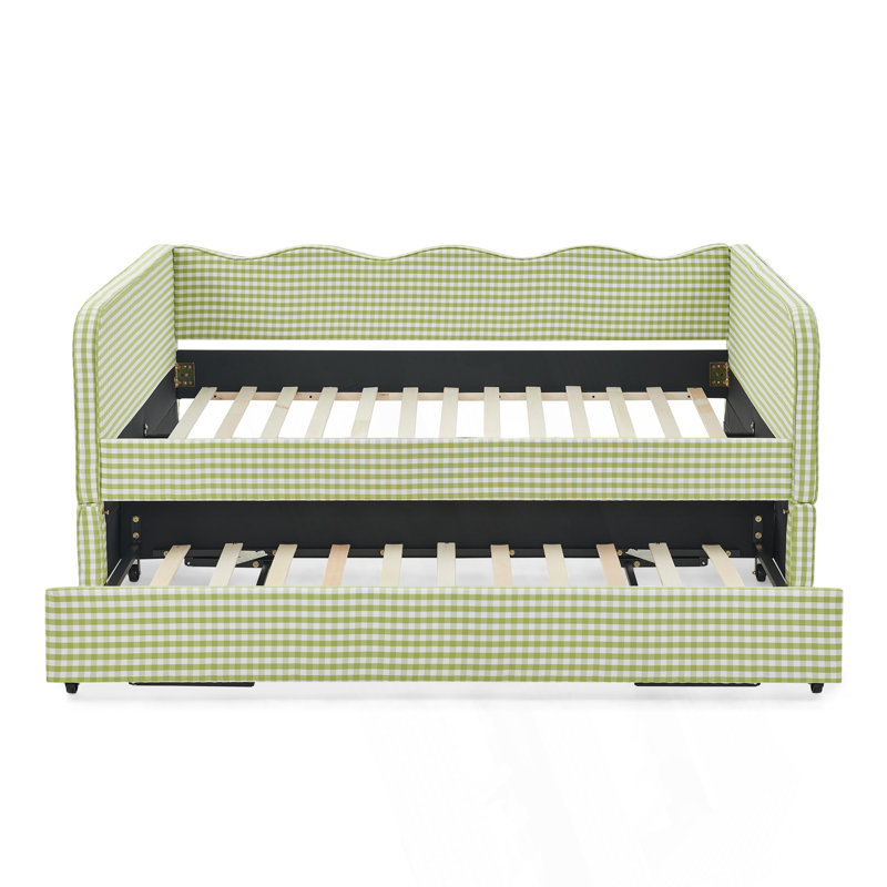 Lit de jour double, canapé-lit convertible 3-en-1 polyvalent avec lit gigogne escamotable et poches de rangement latérales